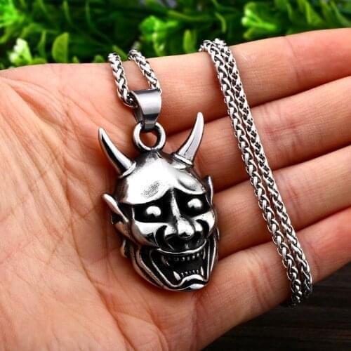 Fashion High Quality Metal Evil Ghost Warrior Mask Pendant Necklace Mens Punk Rock Party Jewelry