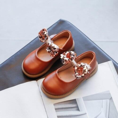 New Little Girls Leather Shoes 2021 Spring Autumn Bow Princess Square Single Shoes Toddlers Baby Soft Flats Shoes E452