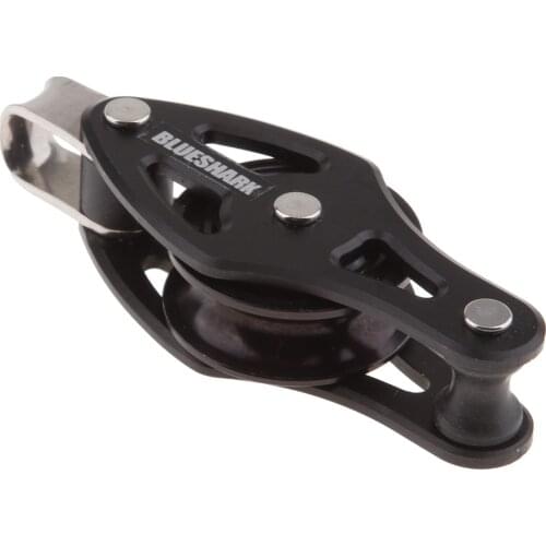 Black Pulley Block Single 28mm Sailboat Yacht Bearing Loading 210Kgs