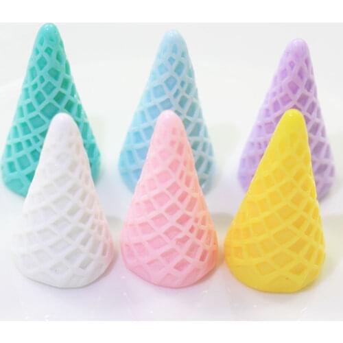 20/50pcs Ice Cream Cone Base Multicolor Resin Flat Back Cabochon Art Supply Decoration Charm Craft