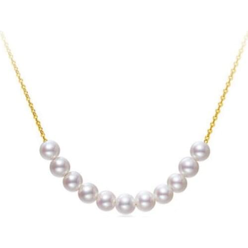 Sinya natural 4.5-5mm pearls strands necklace with 45cm 18k gold chain Au750 gold fine jewelry best gift for girls women lover