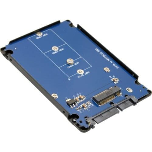 CY B+M Key Socket 2 M.2 NGFF (SATA) SSD to 2.5 SATA Adapter Card Adapter with Black Metal Case