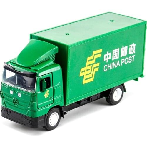 1:50 scale Isuzu post office truck toy car die-casting car model pull back sound and light education collection childrens gift