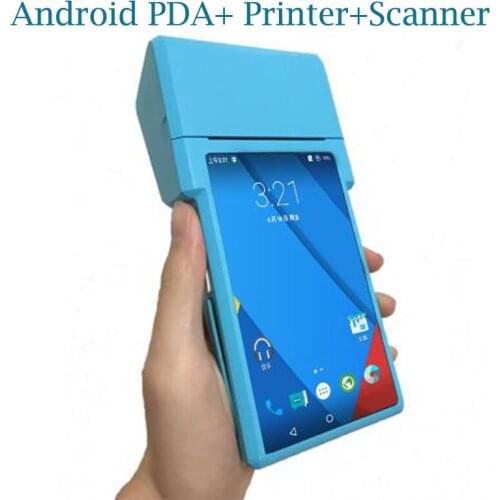 Portable Handheld Wirless 1D 2D Laser Barcode Scanner Android Printer Reader Mobile POS Payment Data Collector 4.5" Screen PDA