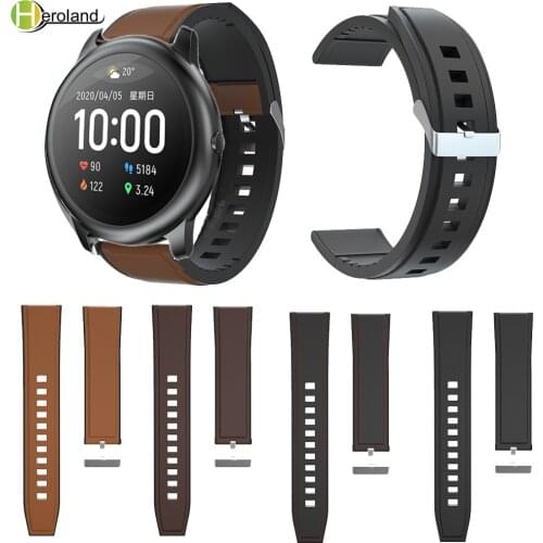 22mm Watch Strap For Xiaomi haylou solar ls05 Watchband leather Wristband for Haylou Solar LS05 SmartWatch Wrist Bracelet Correa