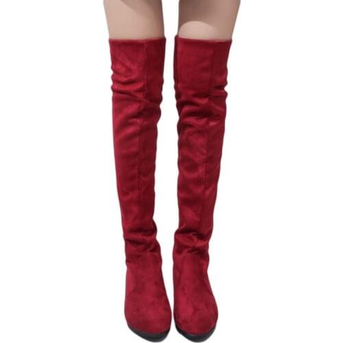Knee High Boots Women Shoes Fashion Suede Leather Over The Knee Boots Autumn Bota Feminina Thigh High Platform Boots