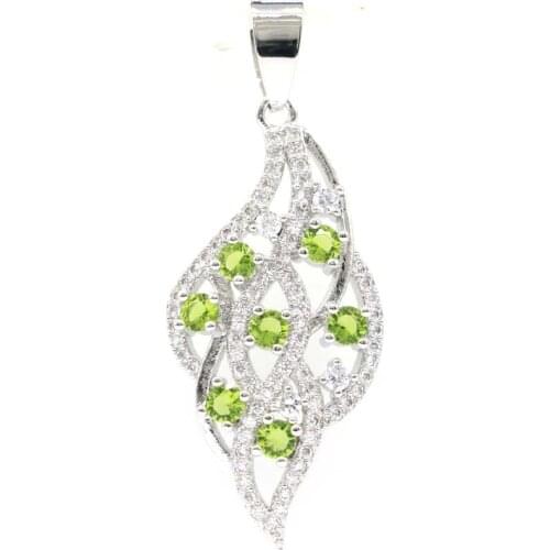 33x21mm Multi Color Silver Pendant For Women Created Garnet Aquamarine Citrine Tanzanite White Cubic Zircon Fine Jewelry