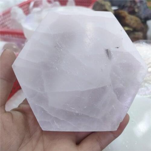 90-100mm Natural Selenite Hexagon Charging Plate Healing Crystal Slice For Home Decora 1pcs