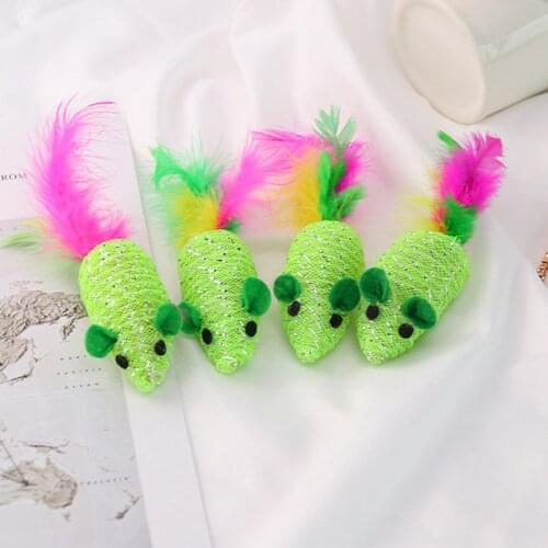 2PCS Legendog Cute Mouse Cat Toys Interactive Fake Feather Cat Toys Kitten Toys Bell Cat Toys Funny Training Toys Sound Cat Toy