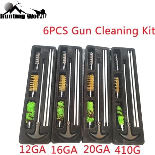Tactical 6Pcs Rifle Cleaning Kit Gun Barrel Cleaner Rod Brush Tool Set for Hunting Shooting Shot Gun 12GA 16GA 20GA 410GA