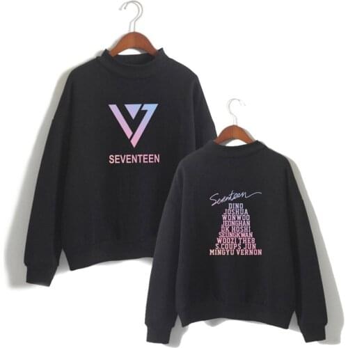 Kpop SEVENTEEN 17 album member name print turtleneck hoodies fans supportive fleece hoodie sweatshirt Fall winter tracksuit Tops