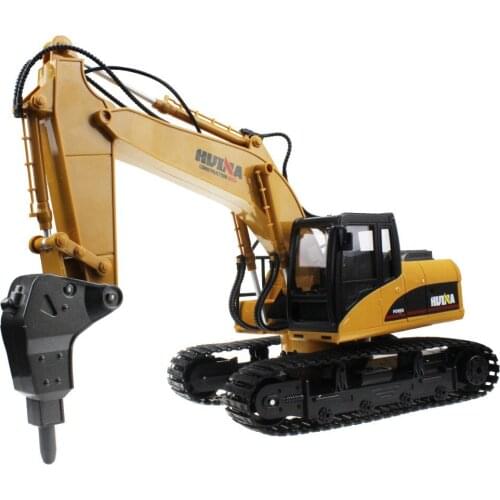 High quality RC Alloy Hammer Excavator 16 Channel 2.4G Rechargeable Sound and Light Demo Remote Control Drilling Truck toy gift
