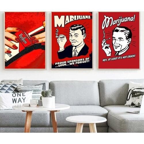 Vintage Fashion Poster Wall Art Print Red Canvas Painting Smoking Cigarette Man Pictures for Nordic Living Room Home Decor