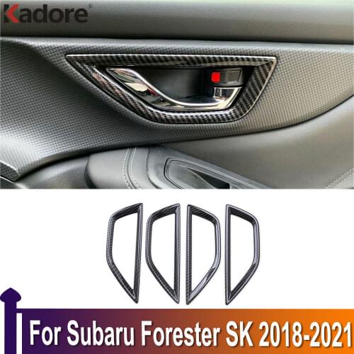 For Subaru Forester SK 2018 2019 2020 Carbon Fiber Interior Door Handle Catch Cover Trim Inserting Decal Panel Car Accessories