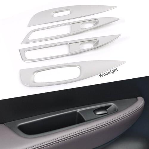 Wooeight 4Pcs Car ABS Matte Silver Window Lifter Switch Panel Decoration Panel Cover Trim Sticker Fit For Nissan Qashqai 2019