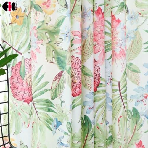 Green Leaf Curtains for Bedroom Floral Blackout Rustic Modern Simple New Home Decor Cortinas Para Sala De Estar JS165C