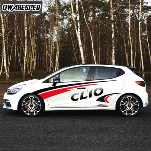 1set Auto Both Side Door Decor Decals Racing Sport Stripes Styling Vinyl Body Sticker For Renault Clio Car Stickers