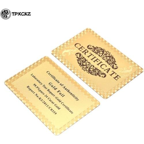 1pc Certificates 24K Gold Foil Certification Gifts Collection Card Nameplate For Gifts And Collection Authentic Certificate