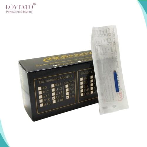16 U-Shape Dia 0.16mm nanao microblading needles cosmetics permanent makeup pen needle MZ Beauty tattoo agulha LOT No. EXP Day