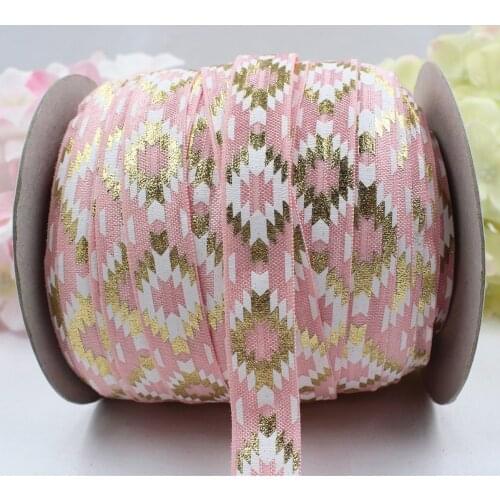 16612-11 ,5/8'' 16MM hot gold print diamond Elasticity ribbon ,10 yards DIY handmade hair accessories Material , free shipping