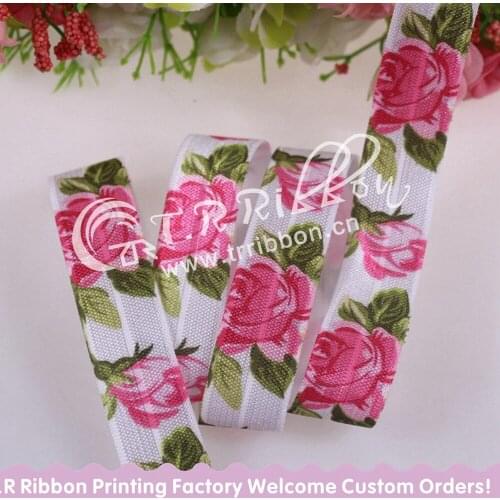 20mm heat transfer flower fold over elastic, 20mm printed FOE elastic 100yards/lot, welcome custom printed