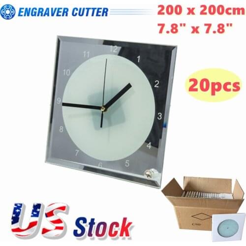 7.8" x 7.8" 20pcs Sublimation Blank Mirror Edge Glass Photo Frame with Clock DIY Birthday Gift Home Decor