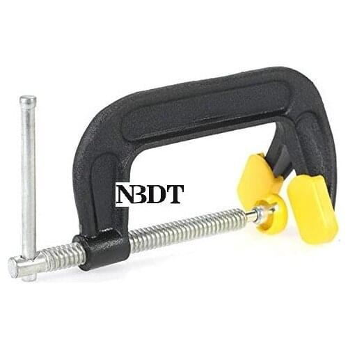 3" 4" 5" 6" Heavy Duty Malleable Casted Iron Woodworking Dual Double Head With Plastic Pad Table Desk Mount C-Clamp G Clamp