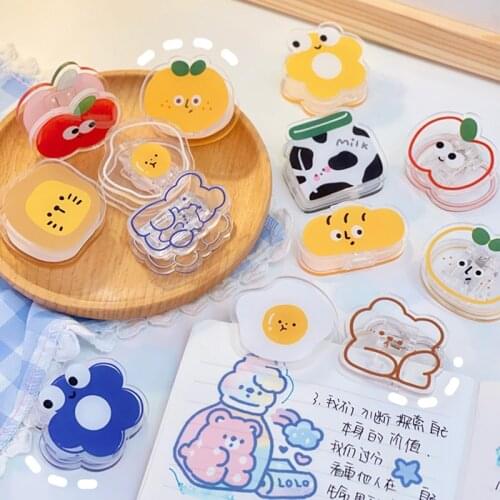 6pcs Kawaii Anime Clip Bookmark Acrylic Bear Clip Decorative Bookmark Binder Clip Memo Clip School Office Stationery Accessories