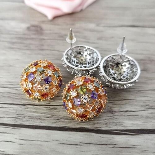 4Pairs Fashion micro pave Crystal CZ Round ball type earrings for women jewelry Xmas gift ER1115