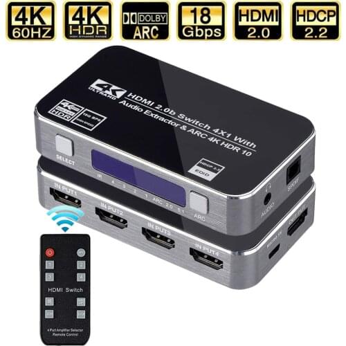 4x1 HDMI Audio Extractor Stereo Extractor Converter 4K HDMI to HDMI Optical TOSLINK SPDIF + 3.5mm HDMI Audio Splitter Adapter