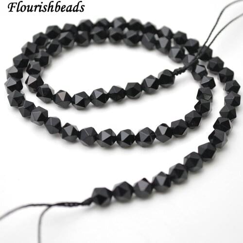 6mm~12mm Natural Black Onyx Agate Diamond Cutting Faceted Stone Round Loose Beads 3strands per lot