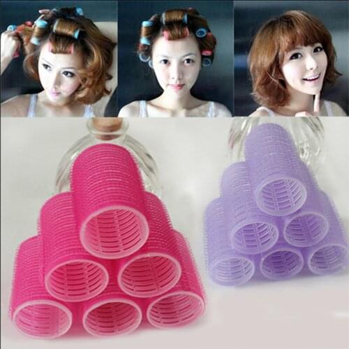 6pcs Self Stick Cling Hair Roller Hair Style Curler Salon DIY