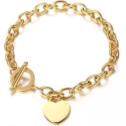 Fashion love stainless steel bracelet peach heart letter rose gold T-shaped titanium steel bracelet
