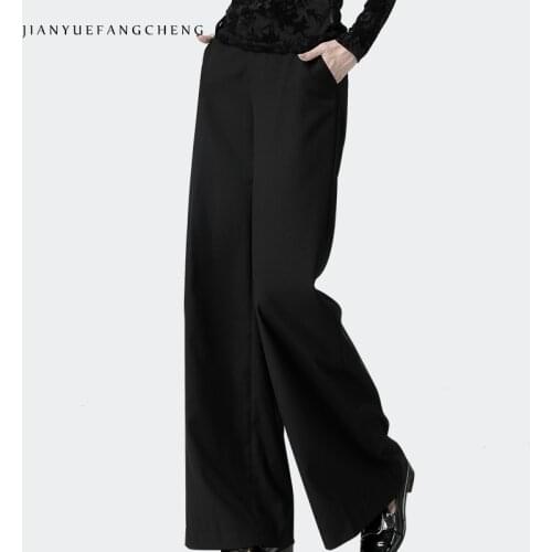 Newest Office Ladies' High Waist Full Length Straight Pants Women Trousers Pocket Zipper Fly Plus Size 4XL Black Soft Flat Pants