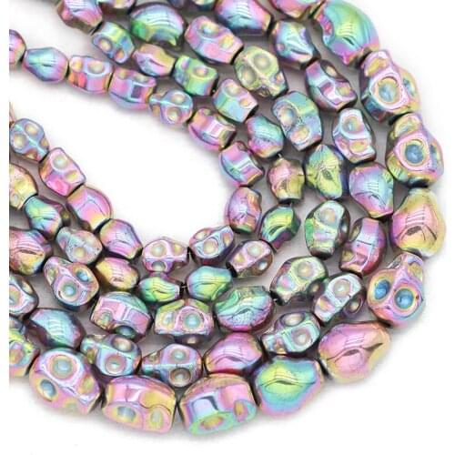 Natural Stone Skull Head Hematite Beads 4x6/6x8/8x10MM Light Purple Spacer Loose Beads For Jewelry Making Diy Bracelets Necklace