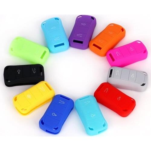 2 Buttons Silicone Rubber Car Key Case Cover Shell Skin Fob Protector Holder for Porsche Cayenne Car Accessories Key Set