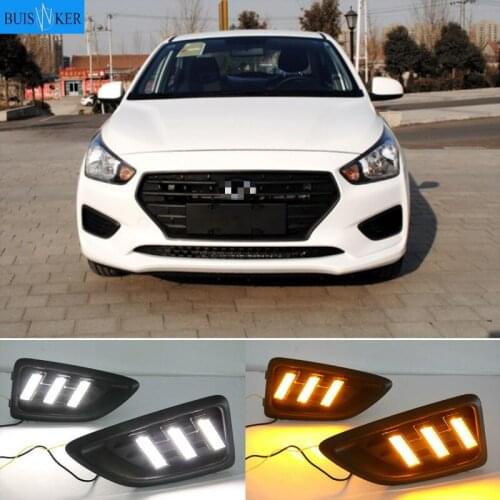 For Hyundai Accent Solaris Verna 2017 2018 LED DRL Daytime Running Light Fog Lamp 12V Car Running Lights