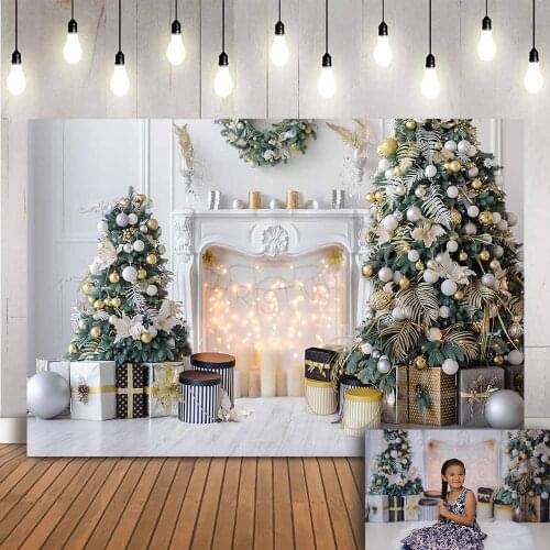 Christmas tree photography backdrop newborn portrait kids photo shoot white fireplace background for photo studio glitter light