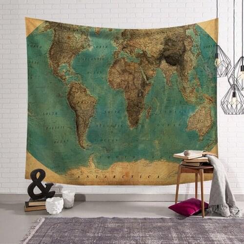 Tapestries Vintage World Map Pattern Wall Tapestry Map Fabric Wall Hanging Decor Dorm Decor Blanket