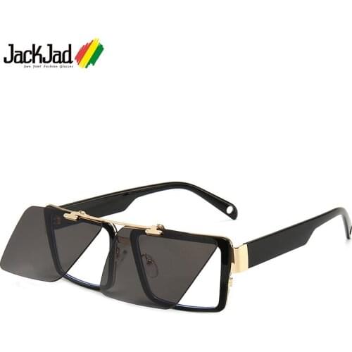 JackJad 2020 Fashion Square Style Double Layer Sunglasses Flip Up Clamshell ins Popular Brand Design Sun Glasses Oculos De Sol
