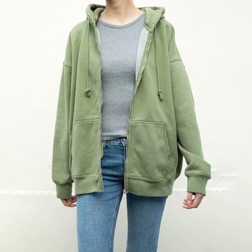 Oversize Girls Chic Soft Hooded Jackets 2021 Spring Fashion Ladies Vintage Cotton Fleece Coats Streetwear Women Long Outerwear