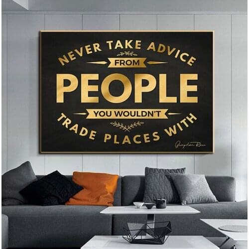 Motivational Canvas Poster and Prints Gold Color Letter PEOPLE Inspirational Canvas Painting Wall Art Picture For Office Decor