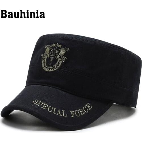 Bauhinia 2020 New Mens Cotton Polyester Military Hat Old Washed Plain Vintage Army Military Cadet Style Cap