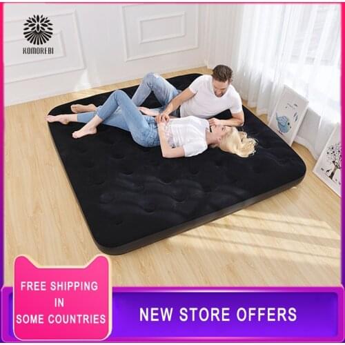 203*152CM Single/Double Person Use Comfortable Collapsible Inflatable Camping Bed Inflatable Home Mattress Air Bed Sleeping Mat