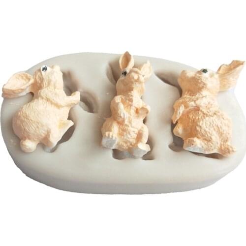 New 3D Lovely Easter Rabbit Shape Silicone Fondant Cake Moulds Kitchen Biscuit Cookie Soap Cake Decoration Tools Hot Sale