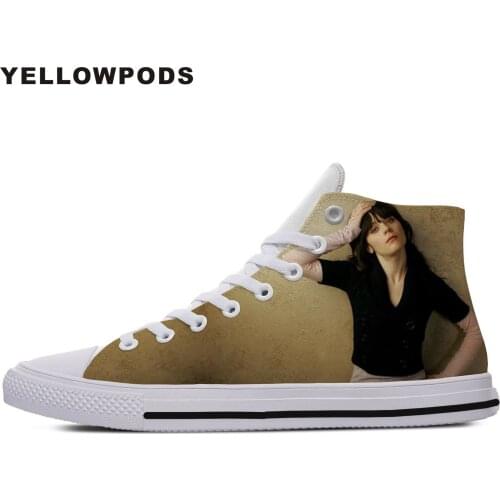 Personality Mens Casual Shoes Hot Cool Pop Funny High Quality Handiness Zooey Claire Deschanel Cute Cartoon Custom Shoes White
