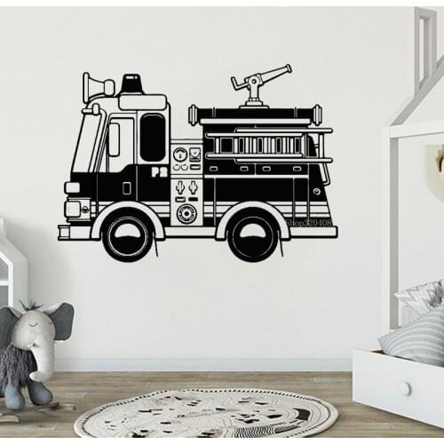 Fire Fighting Truck Wall Decal Vinyl For Kids Room Nursery Living Room Decoration Home Creative Car Removable Decals CN408