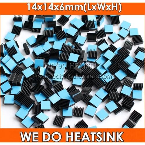 WE DO HEATSINK 14x14x6mm Black Anodize Extruded Aluminum Radiators Aluminium Heatsink Ram With Blue Thermal Pad Fans & Cooling