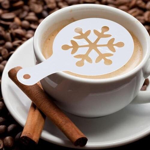 Christmas Silicone Mold 8 pcs/Set Coffee Stencils Lovely Pattern Printing Model Plastic PP Latte Cappuccino Making Tools