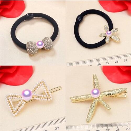 Bow Star Hairpin Findings Hairband Hair Rope Base Settings Hair Jewelry Parts Fittings Charm Accessories for Pearl Crystal Jade